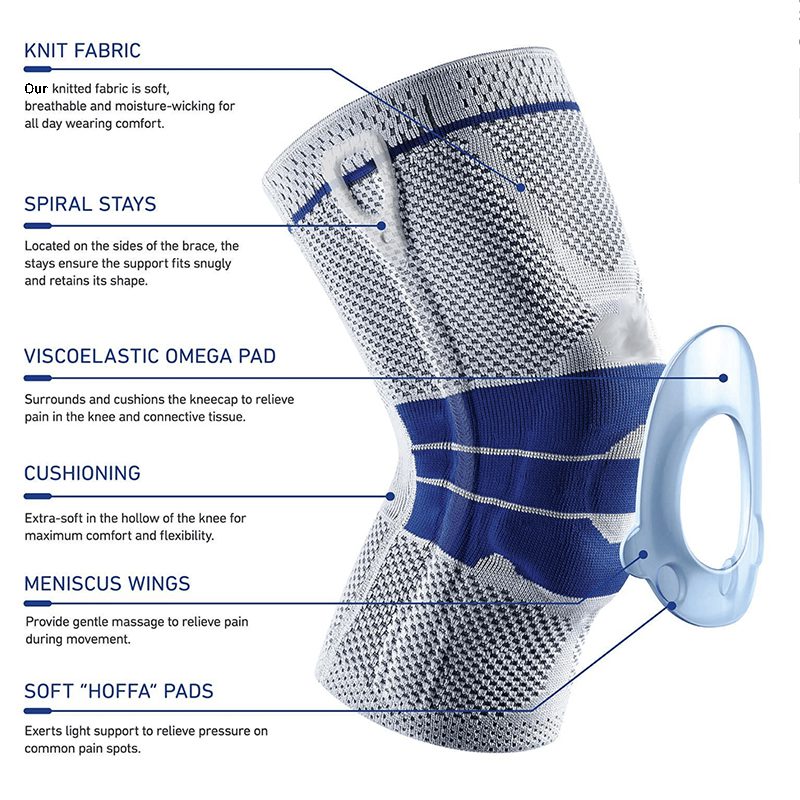 spiral omega pad knee brace support for all activities and sports features
