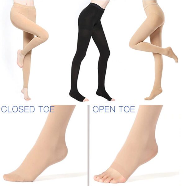 pro compression pantyhose black beige skin open toe closed toe graduated compression toe thigh high