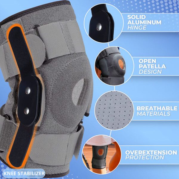 double hinged knee brace pain relief torn meniscus knee pain support aluminium straps adjustable